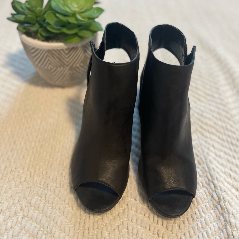Black Soda brand open toe ankle boot